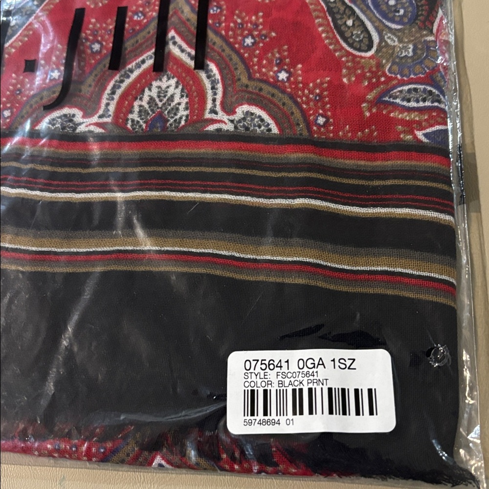 J. Jill Print Scarf Black and Red - Brand New with Tags - Picture 3 of 4